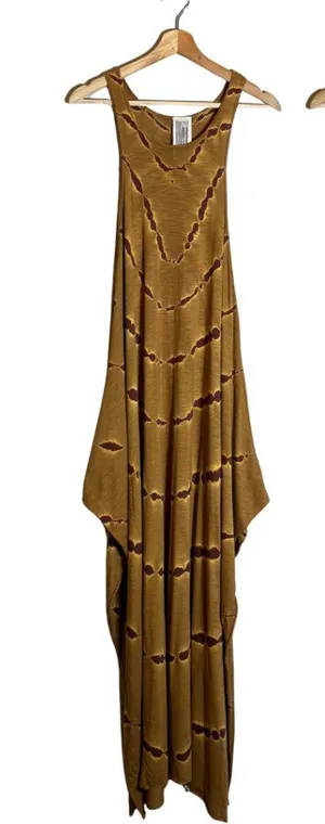 Free People Tie Dye Maxi Dress Women's Small Tan Brown Hippie Festival Boho Chic thumbnail 1
