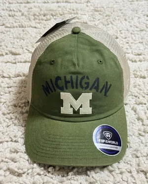 Top of the World Michigan Wolverines OHT Military Appreciation Glory Trucker Hat thumbnail 2