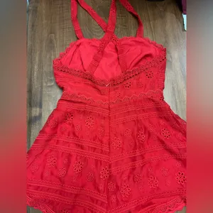 Gently used Red Lace Romper. Size S. thumbnail 4