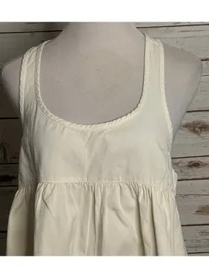 NWT Free People ivory 100% cotton racerback mini babydoll swing dress Med boho thumbnail 2