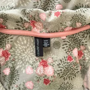 Balletcore Floral Green & Pink Satin Bow Pajama Set by Cynthia Rowley Sz Medium thumbnail 11