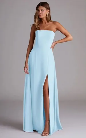 Azazie Wren Chiffon Dress, Sky Blue, NWT thumbnail 1