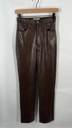 Abercrombie & Fitch ’90s Straight Faux Leather Pants Brown Size 25 / 0 thumbnail 1