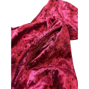 A Byer 90s Y2K Burgundy Crushed Velvet Black Tie Up Back V-neck Dress L Holiday thumbnail 10