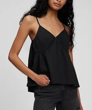 NWT GAP | S | Deep V-Neck Pleated Cami Tank Top Sheer Tulle Accent Sleeveless thumbnail 1