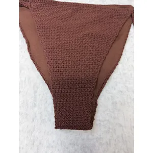PacSun Swim Brown Crochet‎ Side Tie Bikini Bottom L Large New 090233 thumbnail 2