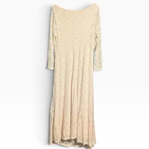 SHEIN 1XL Ivory Lace Long Sleeve Maxi Dress Romantic Boho thumbnail 2