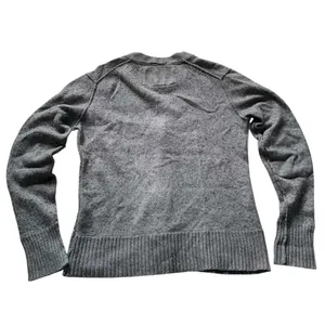 American Eagle Cardigan Sweater Unisex Small Gray Wool Blend Elbow Patch Preppy thumbnail 3