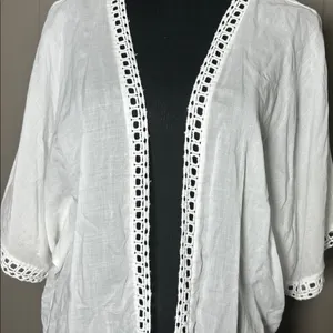 American Eagle Outfitters White Open-Front Top Swimsuit Cover Up Women's Size M thumbnail 2