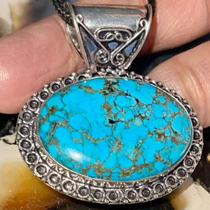 Blue Hubei Turquoise Pendant 1 1/2” thumbnail 13