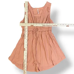 Free People Beach Bound Tie Front Smocked Tank Top Size S‎ Pink Orange thumbnail 4