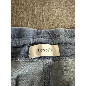 Level 99 Blue Denim Cargo Pants Women's Sz L Drawstring Elastic Waist Pockets thumbnail 9