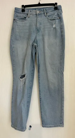 Old Navy Light Blue High Rise Distressed Jeans thumbnail 1