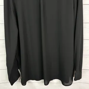 Loft Womens Black Long Sleeve Henley Popover Blouse XL Professional Minimalist thumbnail 6