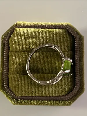 Elegant/Classic Titanium Steel Silver Green Cat Eye Design Ring Size 9 NWT thumbnail 4