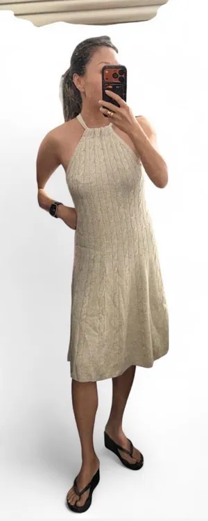 Ralph Lauren cream cable cashmere knit halter dress in a Size S thumbnail 1