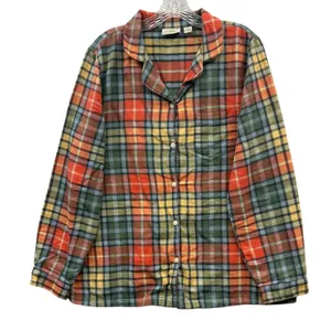 LL Bean Rainbow Plaid Flannel Pajama Set Sleepwear Cozy Rustic Loungewear L thumbnail 2