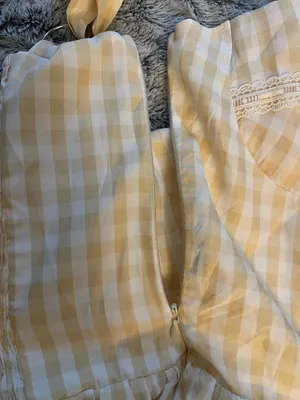 GINGHAM yellow summer corset laced midi dress with pockets thumbnail 4