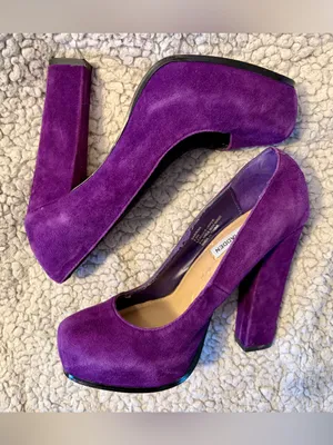 Steve Madden Sarrina Purple Suede Platform Pumps Chunky Block Heel Size 6.5. thumbnail 2