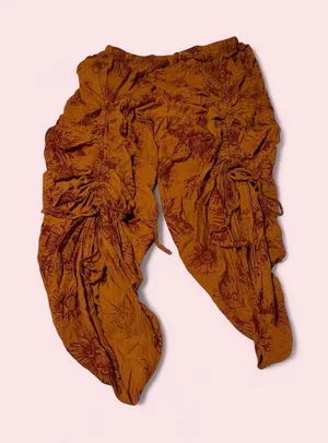 EARTHBOUND Rust Floral Wide-Leg Drawstring Pants thumbnail 1