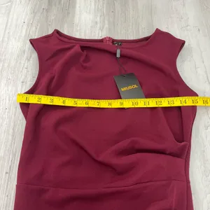 Miusol Burgundy Ruched Zip Back Sleeveless Midi Fitted Dress Small thumbnail 8