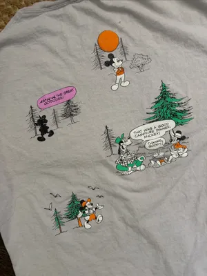 Disney White Tee with Outdoor Mickey and Goofy Graphic thumbnail 3