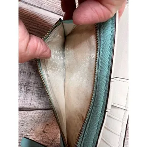 Kate Spade Mikas Pond Staci Folding Leather Wallet‎ Aqua Green Preppy Cottage thumbnail 5