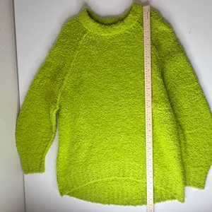 Free People Found My Friend Lime‎ Green Boucle Wool Blend Oversized Sweater Sz M thumbnail 9