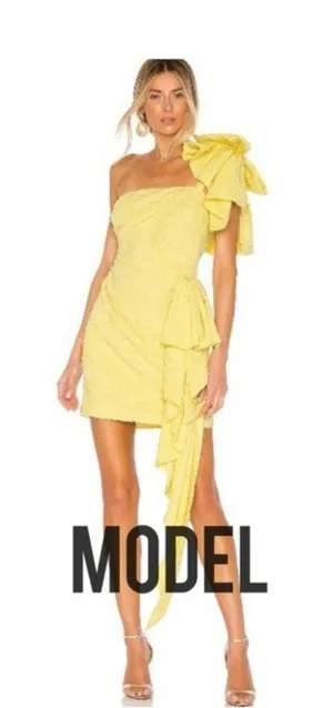 NWT Atoir Guiding Light One Shoulder Ruffle Mini Dress XS Orange 2 Bow thumbnail 1