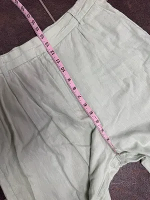 Abercrombie & Fitch A&F Sloane Tailored Linen Blend Wide Leg Pants Green Large thumbnail 10