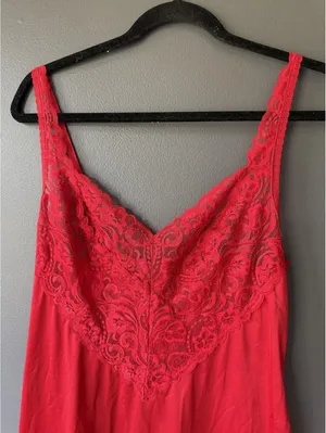 Red Lace Trim Slip Dress thumbnail 5