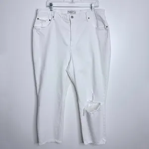 Abercrombie & Fitch Curve Love The Ankle‎ Straight Ultra High Rise White 34/18 thumbnail 3