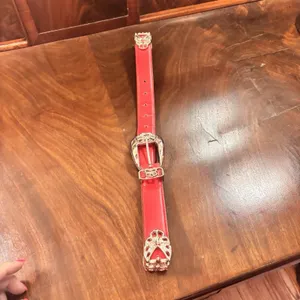 Harve' Benard‎ Red Leather Belt Silver Western Concho Buckle Large 39" Statement thumbnail 10