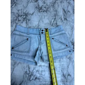 Old Navy Y2K 100% Cotton Ultra Low Rise Light Blue Denim Jean Shorts size 4 thumbnail 5