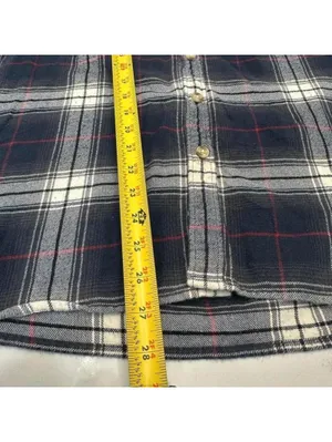 Abercrombie & Fitch Women's Navy Blue Plaid Flannel Button Up Shirt Small thumbnail 5