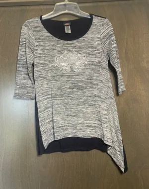Harley Davidson women's small gray space dye shirt 3/4 sleeve thumbnail 1