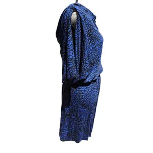 Tart Collections NWT Blue Black Animal Print Cowl Neck Blouson Sheath Dress L thumbnail 7
