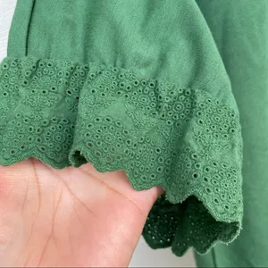 Ann Taylor Womens Shirt Green Knit Blouse Eyelet Lace Trim Short Sleeve Large thumbnail 7