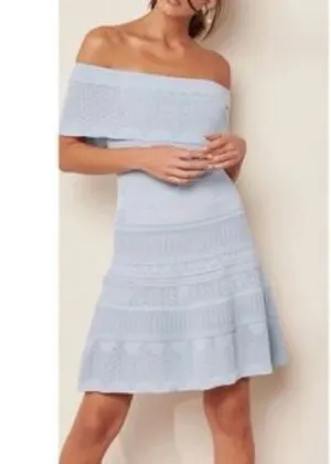 Anthropologie Foxiedox Bardot Dress in Baby Blue thumbnail 5
