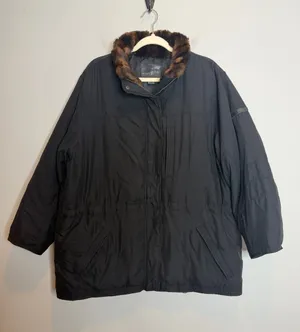 Lauren Ralph Lauren LRL Ski Black Down Coat Womens L Faux Fur Collar Vintage thumbnail 1