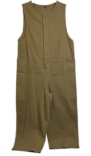 Lovely U-Dear Jumpsuit Overalls Women's Sz S Olive‎ Green Canvas Utility Button thumbnail 1