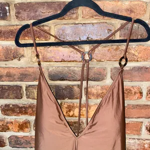 NWT J. Crew Brown O-ring V-neck One-Piece Swim Bathing Suit Women's Size 24 thumbnail 4