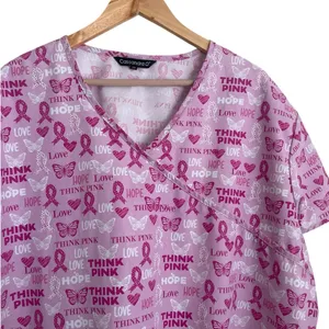 Cassandra O Scrubs Women Top 2X‎ Pink Medical Nurse Breast Cancer Awareness thumbnail 4