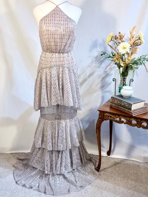 ☀️NWT Michael Costello x REVOLVE Shirley Sequin Tiered Gown Mauve Sz S❤️ thumbnail 12