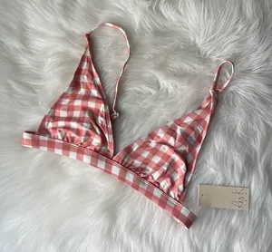 Ris-k Barbiecore Bikini Top Plaid Pink Size Medium NWT thumbnail 1
