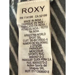 Roxy Women’s Gray & White Stripe Hoodie Pullover Medium V-Neck Kangaroo Pocket thumbnail 10