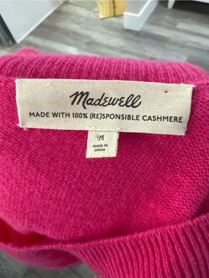 Madewell (Re)sponsible Cashmere Oversized Crewneck Sweater‎ pink Sz Large Medium thumbnail 6
