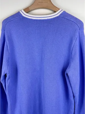 Brandy Melville Nikki Periwinkle Blue White Varsity V Neck Sweater One Size thumbnail 10