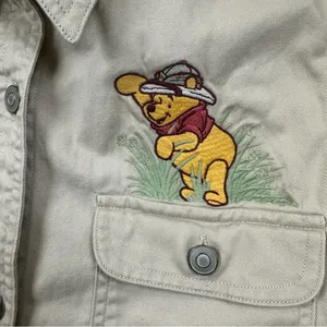 Vintage‎ Disney Pooh Eeyore Utility Vest Y2K Safari Embroidered Beige L thumbnail 4
