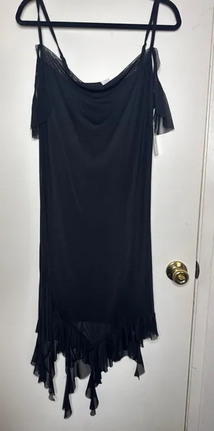 NWT Tinsel Town sz L black fairy whimsy goth midi dress reg.$39 thumbnail 1